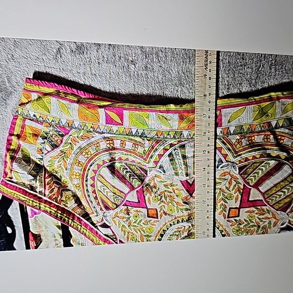 Slip Dress Women Medium Indian Abstract Fuchsia Pink Green Side Slits - Picture 4 of 7